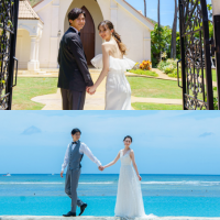 【ハワイフォトプラン:チャペル&ガーデン&ビーチ】衣裳付データ150C