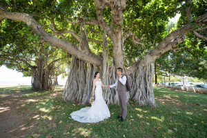 ハワイなので絶対海で撮影したくて、でもグリーンでも撮影したくて、どちらも叶った!