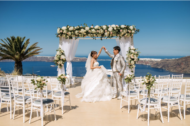 絶景をバックに最高のセレモニー