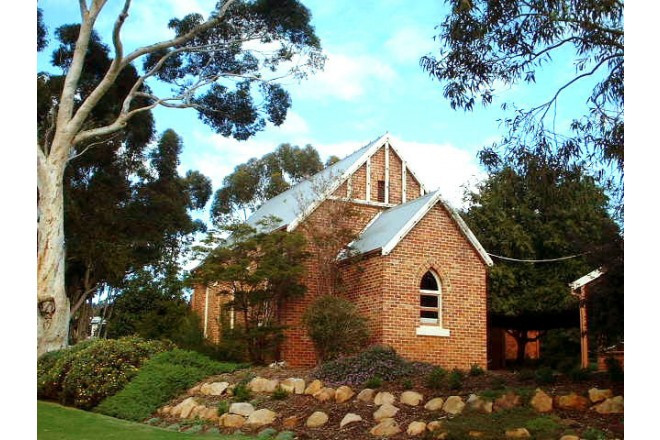 西オーストラリアを再現した「パイオニアビレッジ」の中に建つ教会