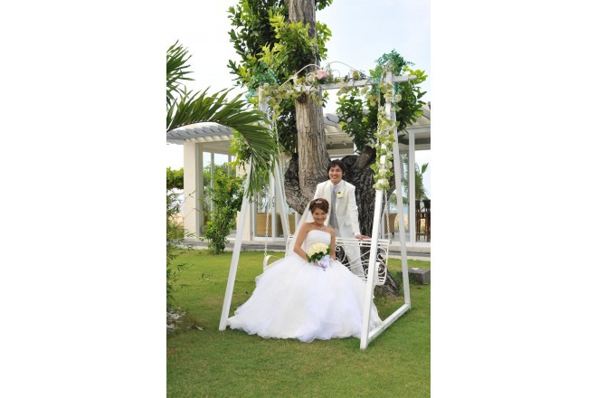 チャペルの敷地内にはこんな可愛らしいフォトスポットもあります。