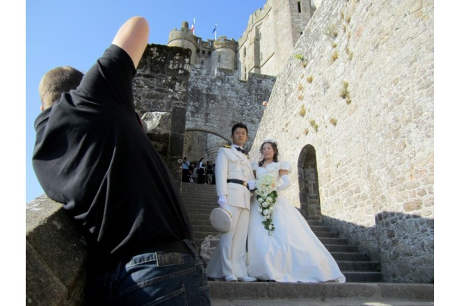 世界遺産モンサンミッシェルでのフォト撮影。