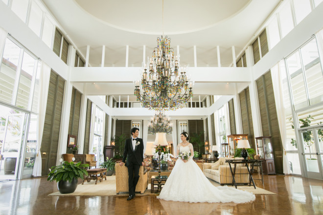 エレガントな雰囲気たっぷりのロビーでの撮影はマスト♪