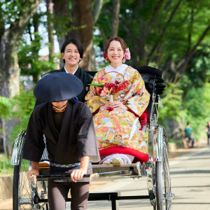 大宮・氷川参道で人力車に乗れるのは清水園だけ！フォトウェディングにも使える♪|大宮 清水園の写真(46400470)