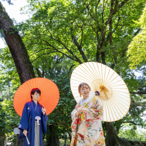 新緑岡崎公園内にて前撮撮影は着物のを引き立たせてくれます。|龍城神社の写真(51699497)