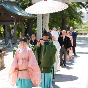 龍城神社の神前結婚式は伝統の生演奏による舞楽のもと執り行う格調高い式典|龍城神社の写真(20170807)