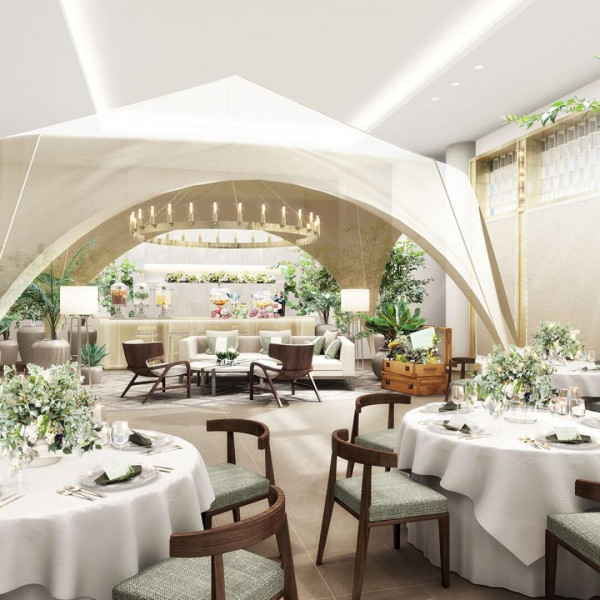 【BBQブッフェで叶うアウトドアウエディング】屋内テント設置で、ラフにゲストと盛り上がるスタイル。