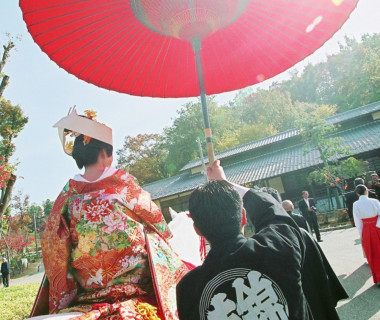日本昭和村での花嫁行列