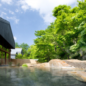 【星野温泉 トンボの湯】美肌の湯として名高い源泉かけ流しの温泉。露天では四季折々の空気を肌で感じることが|星野リゾート 軽井沢ホテルブレストンコートの写真(44816419)