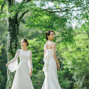軽井沢ホテルブレストンコート オフィシャルドレスルームでは、常時200着程のウエディングドレスをラインナップ|軽井沢高原教会の写真(52618775)