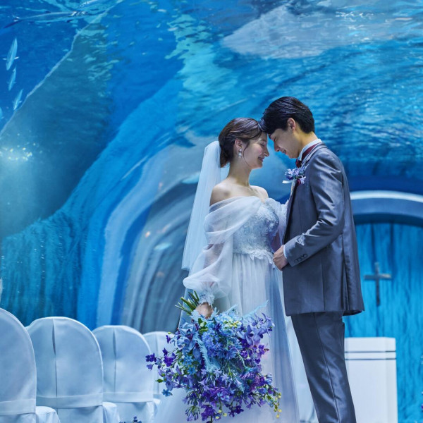 水槽をバックにお写真を撮ったりと貸切ならではの特別な時間をお過ごし。