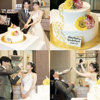 ケーキ入刀は、ふたりの新しい物語のはじまりを象徴する大切なシーン。