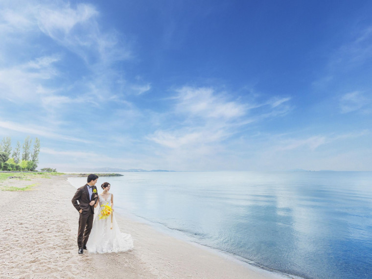 四季折々の美しいびわ湖を2人の記念として残せるフォトや前撮り
