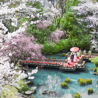 四季折々に美しい景観を織りなす広大な日本庭園