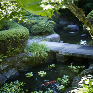 1600坪からなる庭園には涼しげな池と優雅に泳ぐ鯉。ほとりには花が咲き静かな庭園を楽しめます。|THE GARDEN PLACE SOSHUEN（ザ・ガーデン・プレイス 蘇州園）の写真(948791)