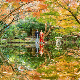 【1万坪の日本庭園】神殿・庭見え会場×『絶景ビュッフェ』ご招待特典