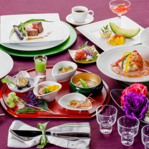 和洋折衷の婚礼料理は、コースとしてボリューム、質ともに拘ってご用意しております。|長野縣護國神社の写真(1026850)