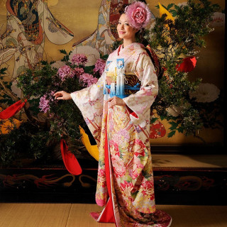 帯が美しい日本の伝統美の引振袖
