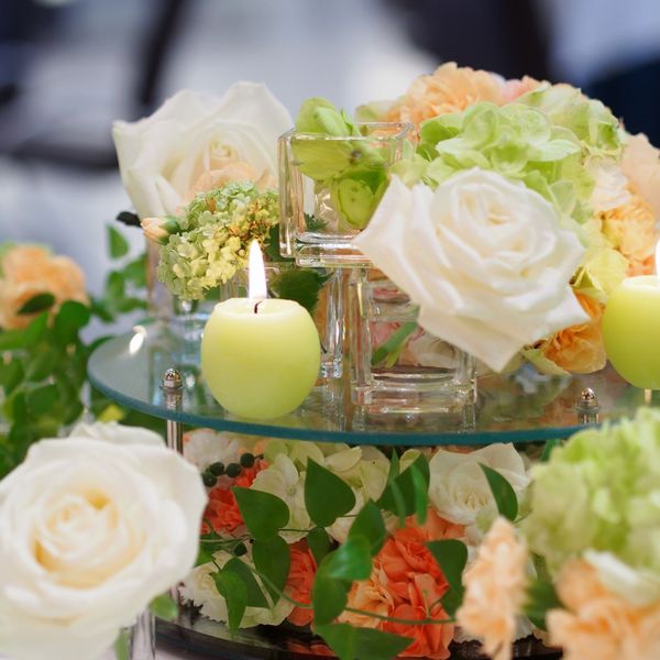 りんご型のキャンドル。おふたりらしさを会場に散りばめて★|ラヴィーナ姫路(Wedding Manor House La Viena Himeji)の写真(553462)