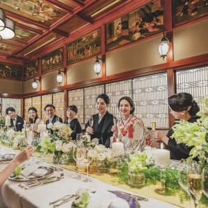 【最大24名様まで】日本の古典美を堪能する会場“牛若”。伝統溢れる会場でのご親族様とのご会食では特別なおもてなしが叶います。|ホテル雅叙園東京の写真(7229618)