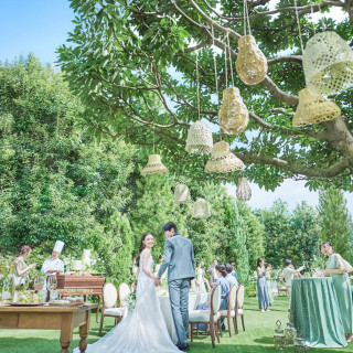 ガーデンでのウェルカムパーティはゲストとアットホームな雰囲気で過ごせる