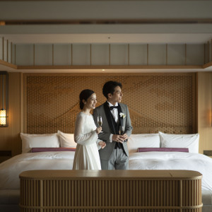 【宿泊施設】披露宴をご成約の新郎新婦様へ、オーシャンビューの絶景が眺められる当日宿泊プレゼント|SHIROYAMA HOTEL kagoshima（城山ホテル鹿児島）の写真(50847984)