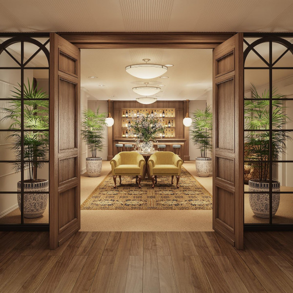 会場専用ウエルカムスペースやゲストと寛げるソファスペース、開放的なバンケットと3空間を贅沢に貸切