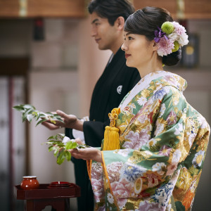 「神前式」はホテル館内神殿と、豊国神社ご本殿から選べる。どちらも厳かな挙式が叶う|ホテルニューオータニ大阪の写真(31904303)