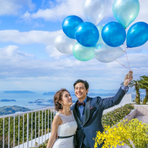 九十九島の島々を背景に|THE TERRACE 弓張の丘ホテル/FIVESTAR WEDDINGの写真(30018849)