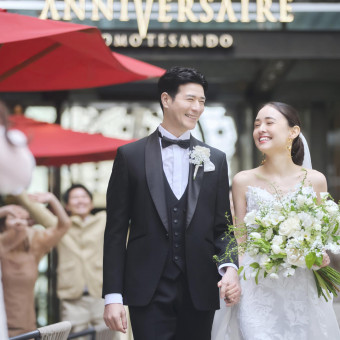 挙式後は表参道の街まで歩くページェントの演出も人気