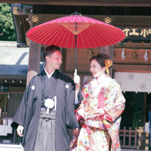 末広がりの形から縁起の良い「番傘」|射水神社 うつくしの杜 結婚式場の写真(17017656)