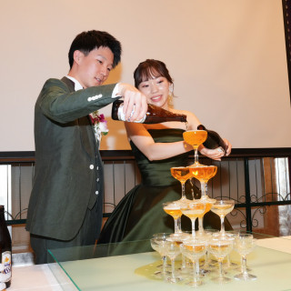 シャンパンタワーではなく”ビールタワー”でゲスト様へおもてなし♪