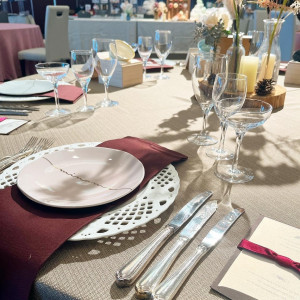 テーブルナフキン・クロスの色もプロのスタッフと一緒にコーディネート♪|迎賓館シェーナ～PARTIR KYOTO～の写真(32941476)