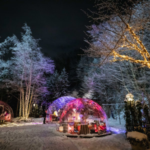 季節ごとに表情を変えるガーデン。雪明りに照らされる幻想的なアウラドームであたたかなひとときを。|ジャルダン・ドゥ・ボヌールの写真(42264763)