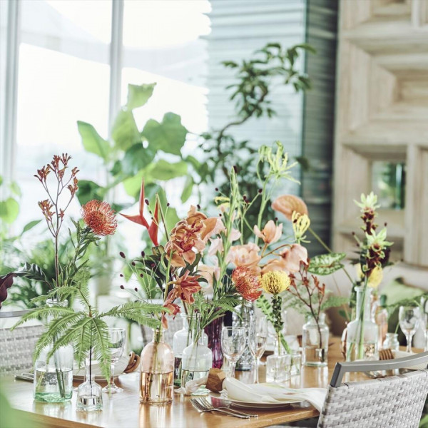 テーブルデコレーションもリゾートに