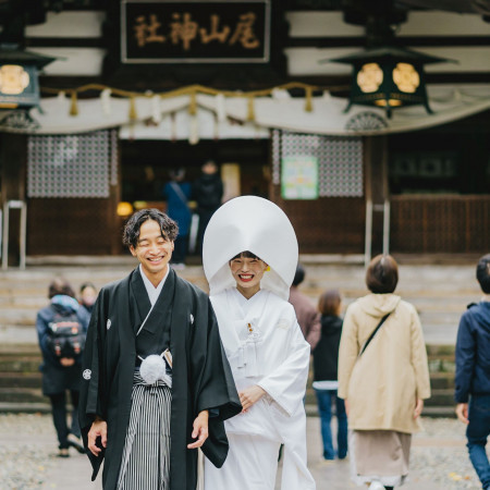 尾山神社での挙式当日の様子