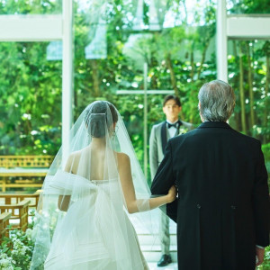 ハープが奏でる美しい音色の中での入場はゲストからも好評|アーセンティア迎賓館（高崎）/テイクアンドギヴ・ニーズウェディングの写真(55872856)