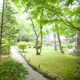 中庭にある森の小径は、小鳥のさえずりと木々のせせらぎ、そして時折リスが戯れる、癒しの空間です。