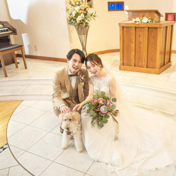ペットも一緒に結婚式に参加できるためリングドッグなどオリジナル演出も叶う♪
