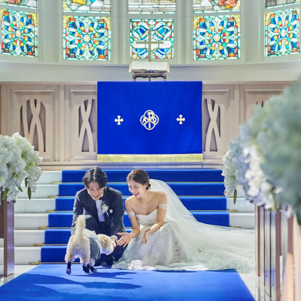 オプションでワンちゃんと一緒の撮影もできる**