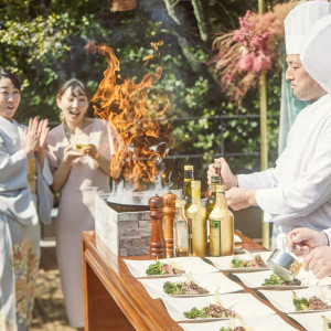 シェフによるフランベショー|浜松八幡宮　楠倶楽部の写真(24293944)