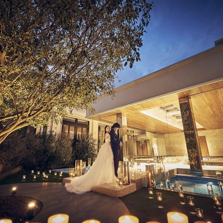 ライトアップが煌めくナイトウェディング|ニーズ大阪本町 by T&G WEDDING(旧 アクアガーデンテラス 大阪)の写真(58870812)