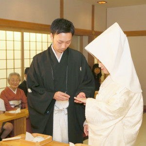 神前式でも指輪の交換をいたします|アールベルアンジェ釧路の写真(1520105)