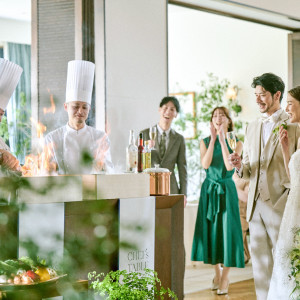 1つの披露宴会場に1つのキッチンが付いているので、出来立てのお料理を提供|ディアステージつくばフォレストテラスの写真(40372339)