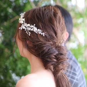 ゆるふわなヘアセットは新婦様の優しい雰囲気を表現できます。|ヴィラ・アンジェリカの写真(3365467)