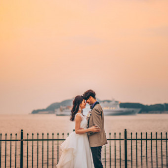 夕日をバックに幻想的な一枚を。