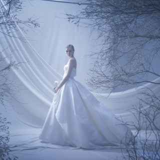 Carolina Herreraの設立35周年を記念してデザインされたシルク ファイユのドレス