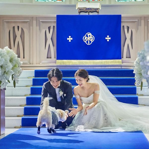 愛するわんちゃんも家族の一員！是非、当日お役目をお願いしてみては？会場内も温かいムードに包まれる♪