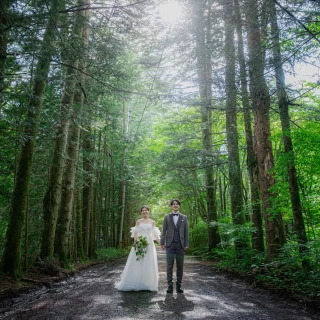 木漏れ日が祝福する森のウェディングフォト
