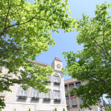 外観前には大きな木々もあり、春から夏にかけてはナチュラル空間に